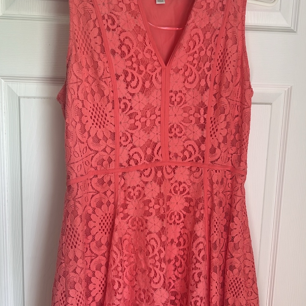 LC Lauren Conrad Pink Sleeveless V-Neck A-Line Midi Dress